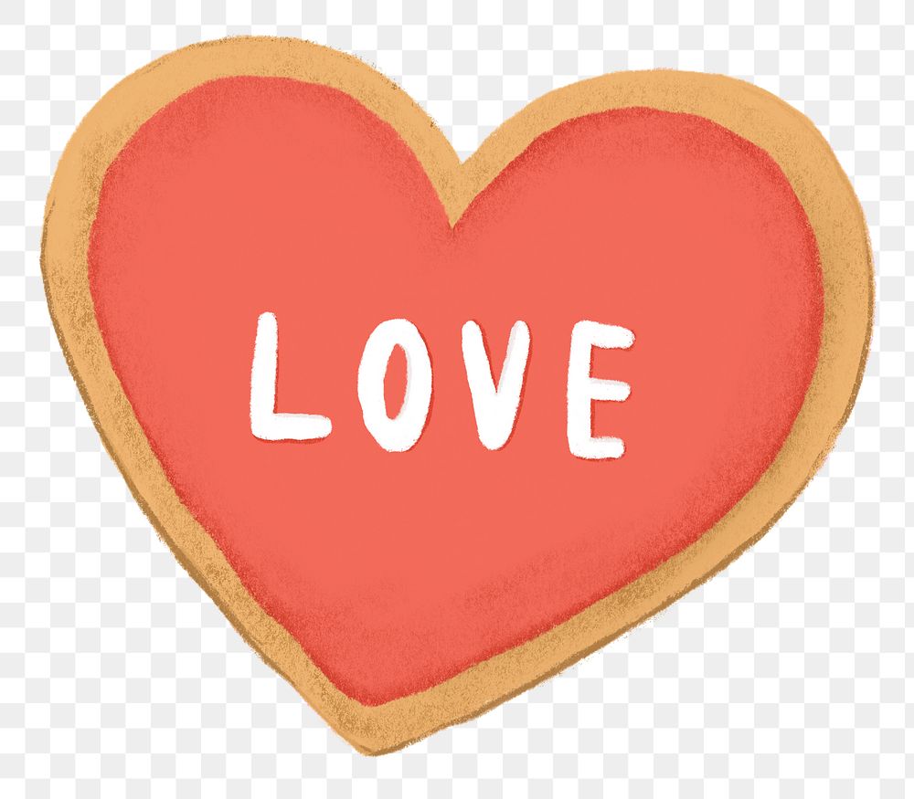 Love heart cookie png sticker, Valentine's graphic, transparent background