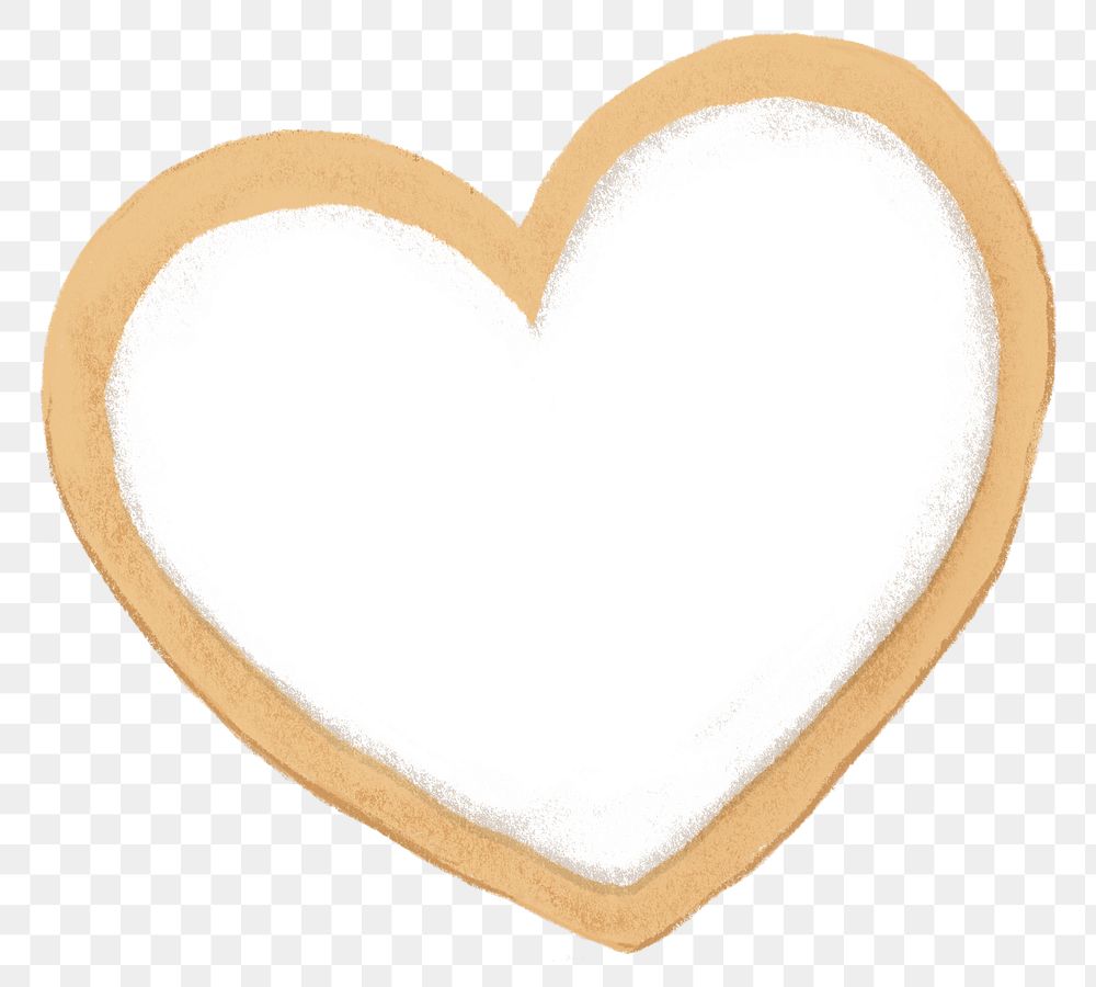 White heart cookie png sticker, Valentine's graphic, transparent background