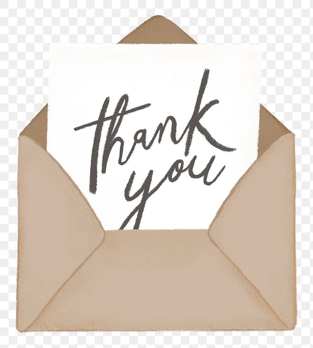 Thank you card png sticker, stationery graphic, transparent background