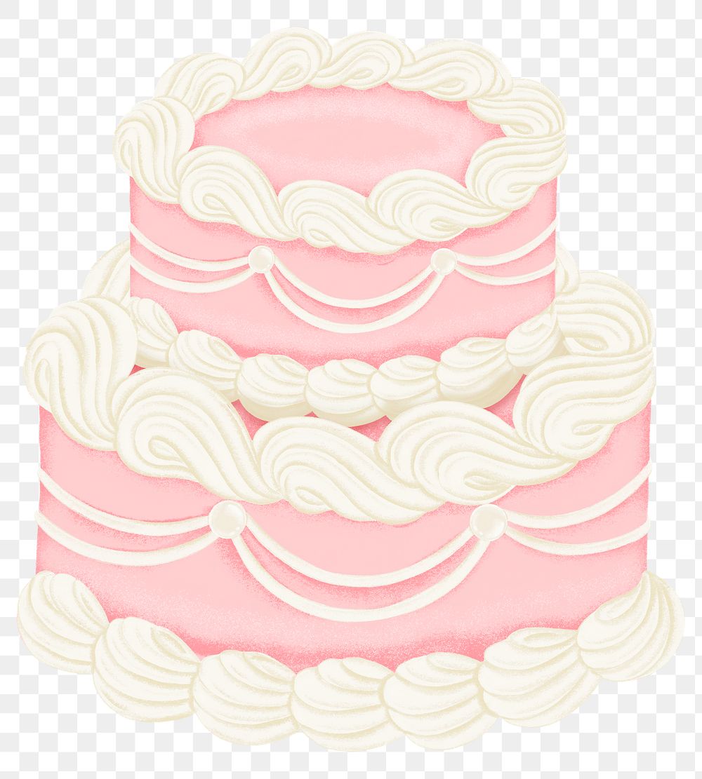 Pink wedding cake png sticker, celebration graphic, transparent background