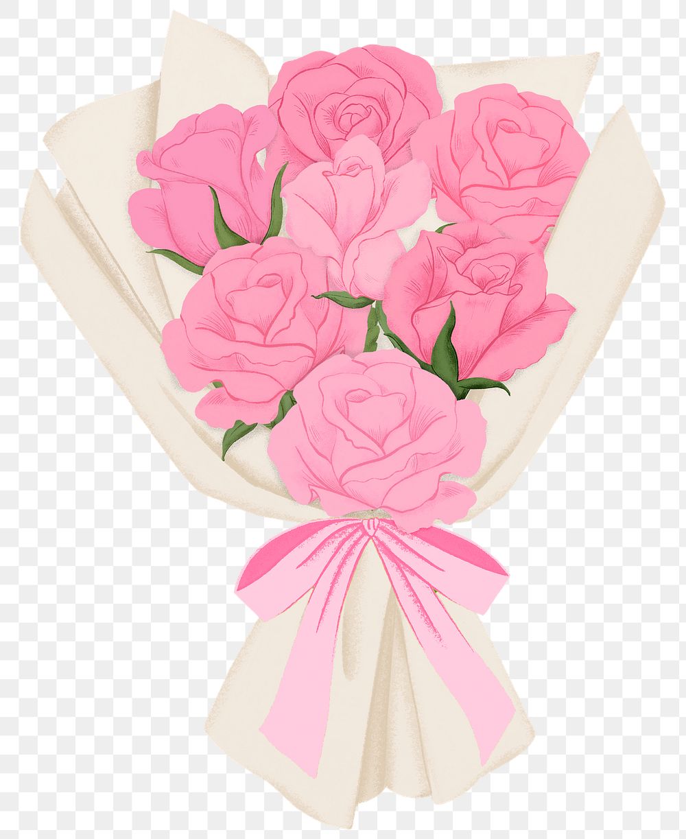 Pink rose bouquet png Valentine's sticker, transparent background