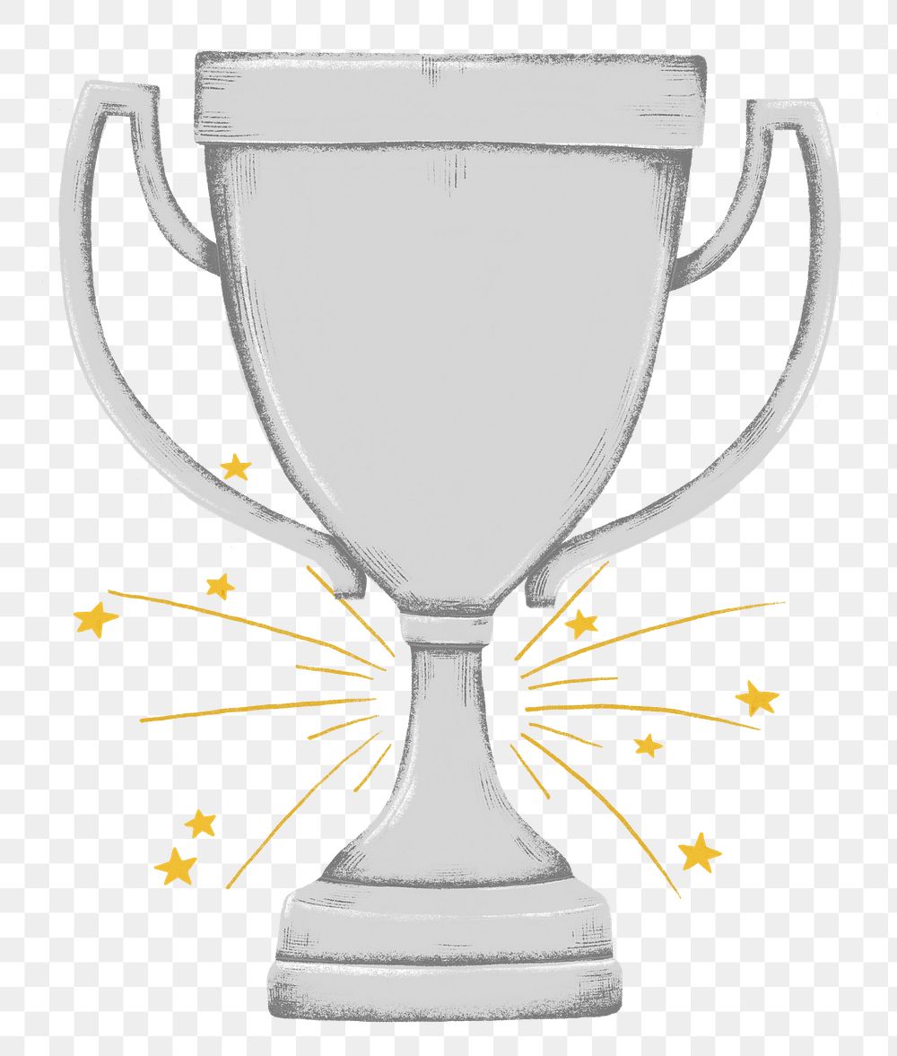 Silver trophy png award sticker, transparent background