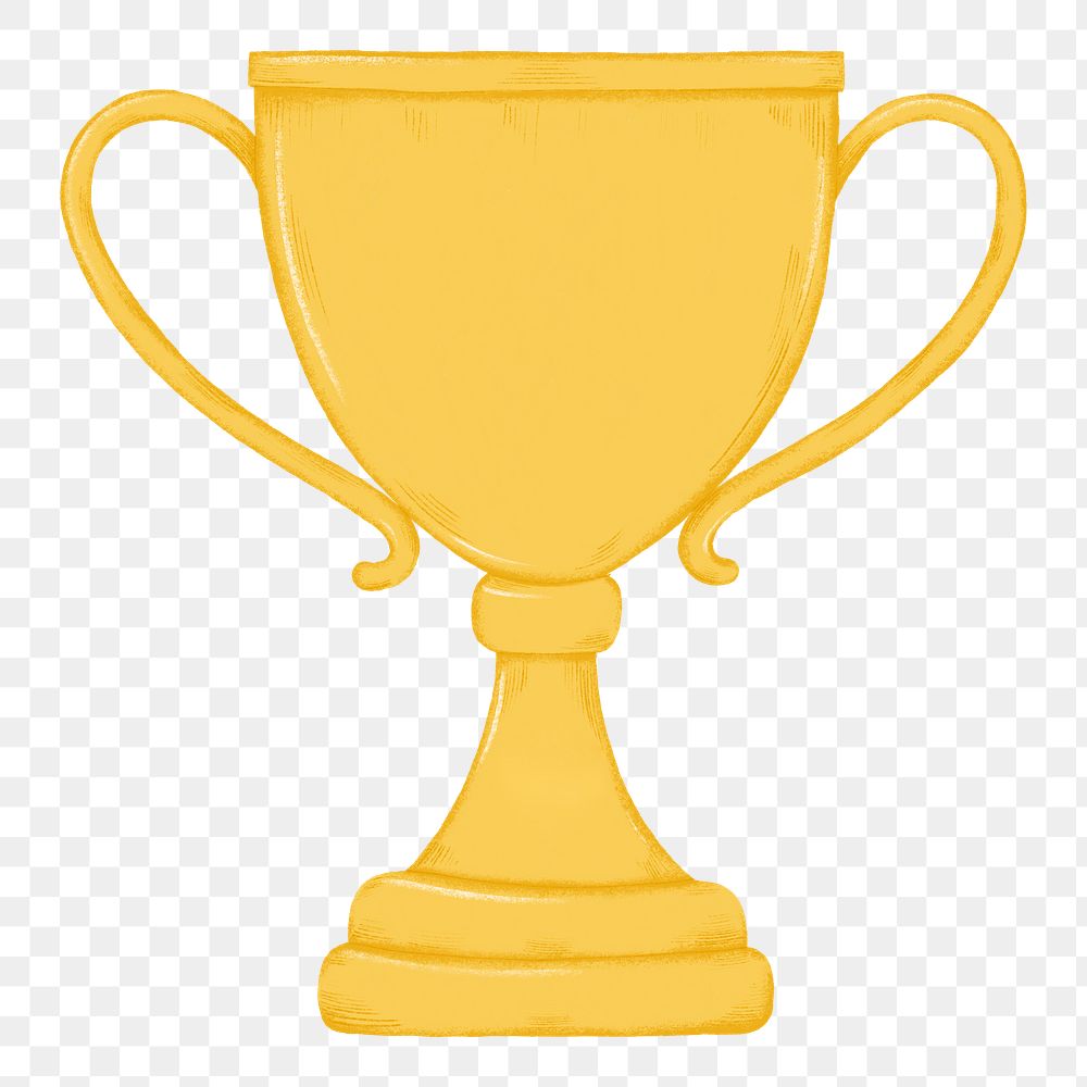 Gold trophy png award sticker, transparent background