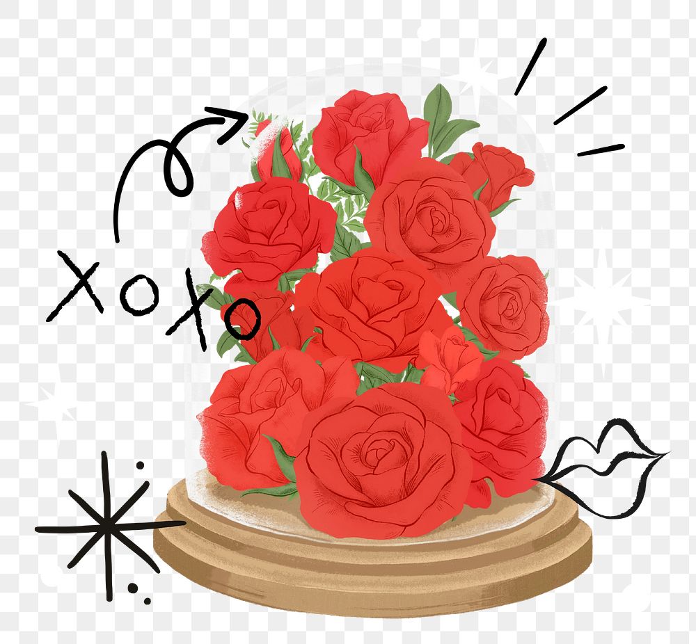 Red roses png Valentine's gift sticker, transparent background