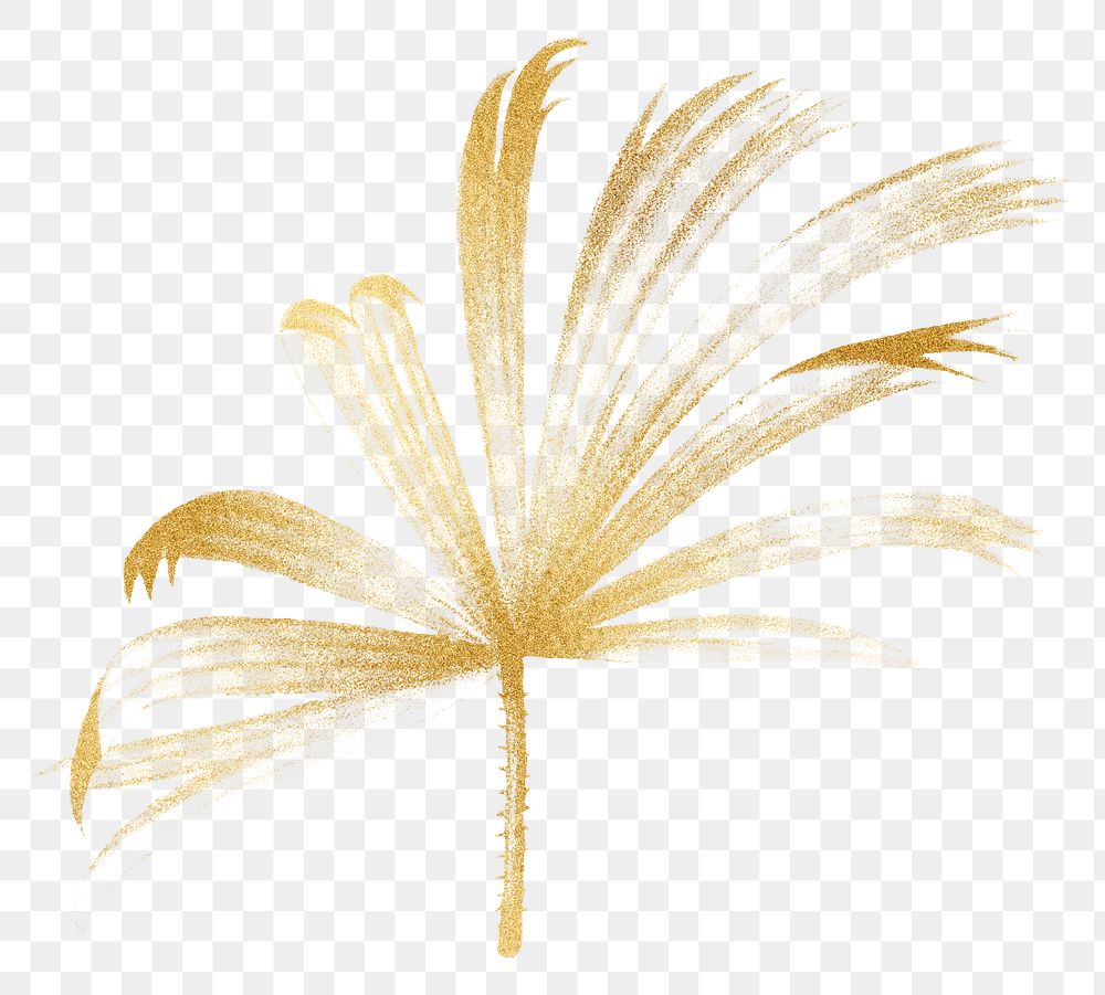 PNG gold mangrove fan palm leaf sticker, transparent background