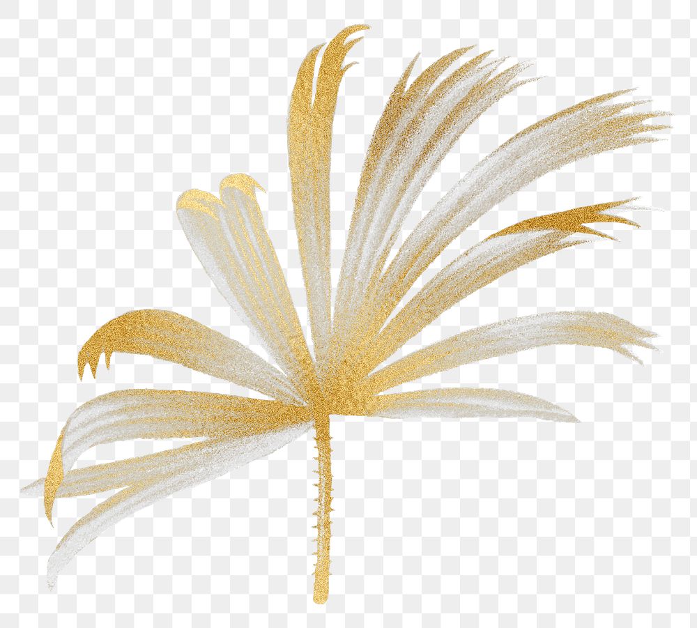 PNG gold palm leaf sticker, transparent background