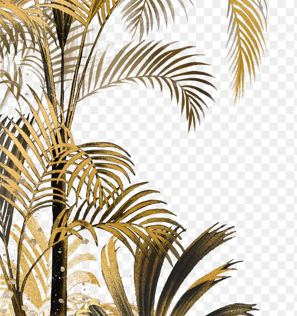 Gold palm trees png, transparent background