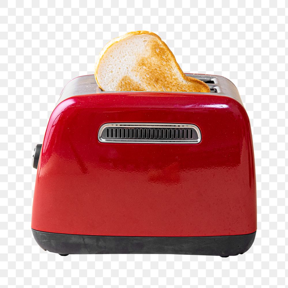 Breakfast png toast, bread in a toaster kitchenware in transparent background