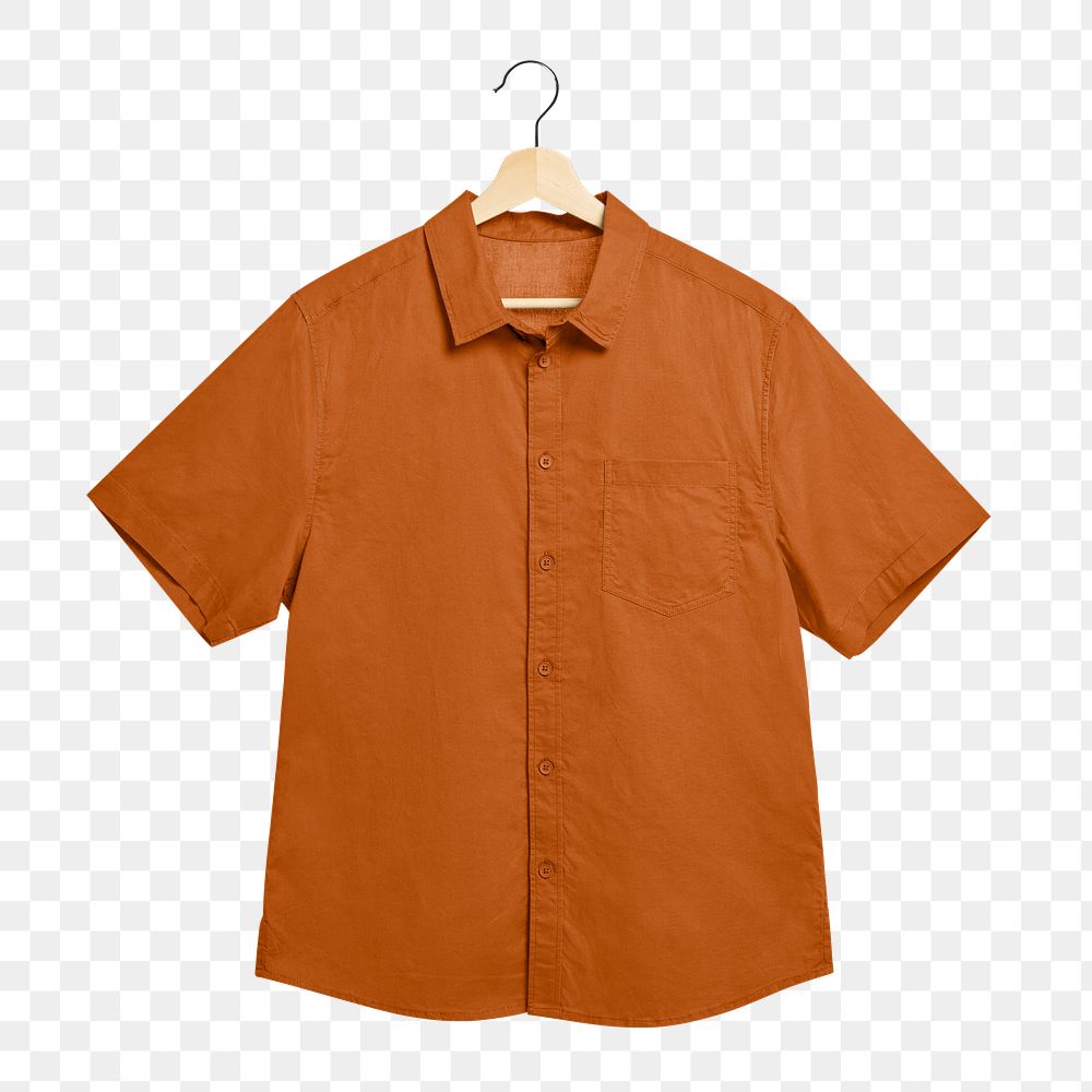 Brown linen shirt  png sticker, fashion transparent background