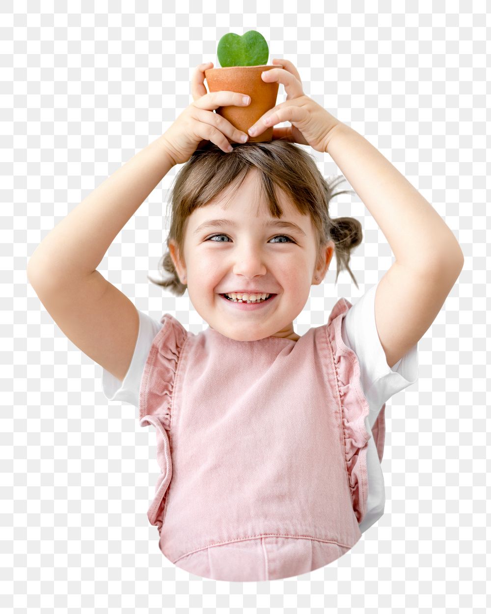 PNG girl kid holding potted plant in transparent background