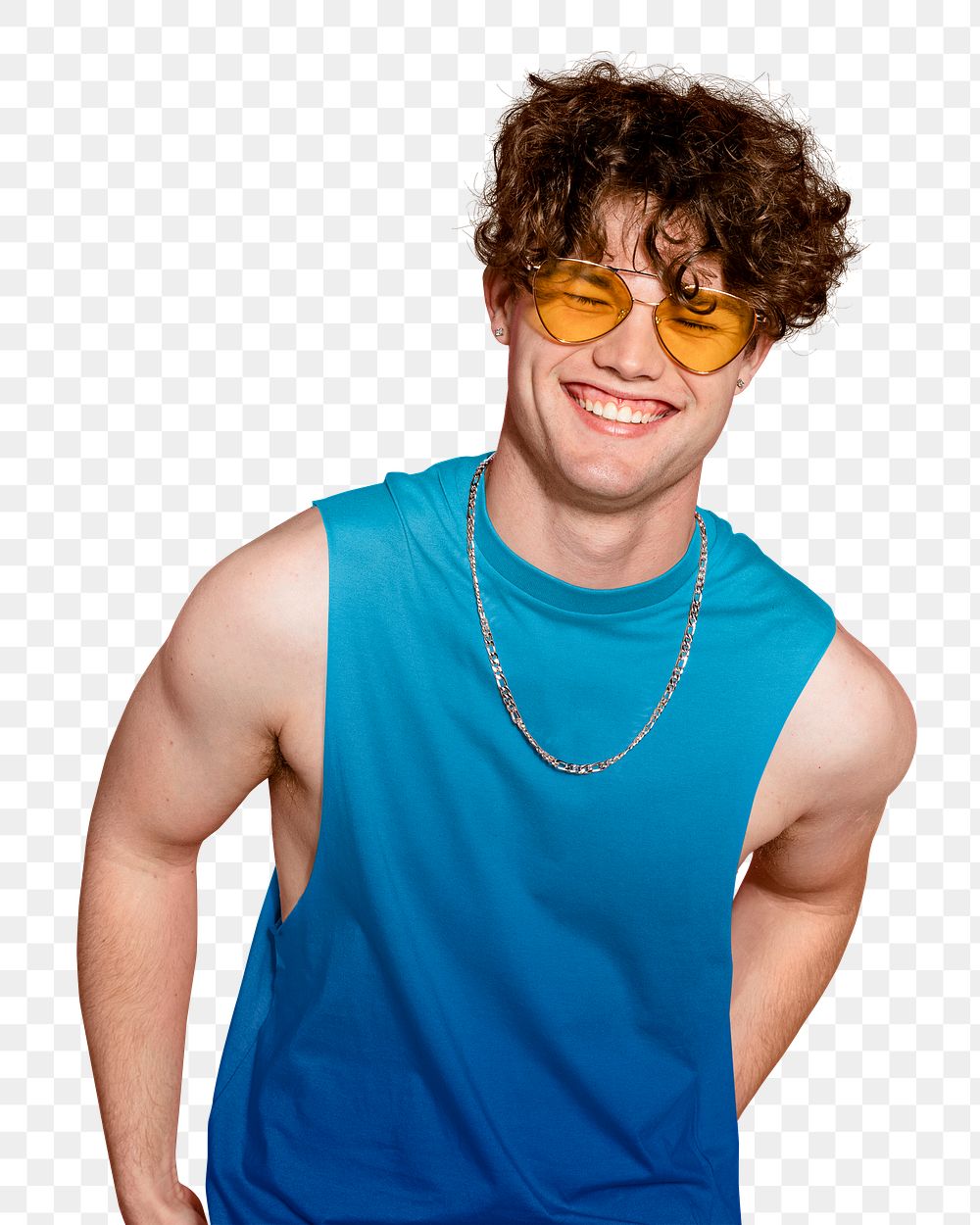 Men's summer tank top png sticker, fashion transparent background