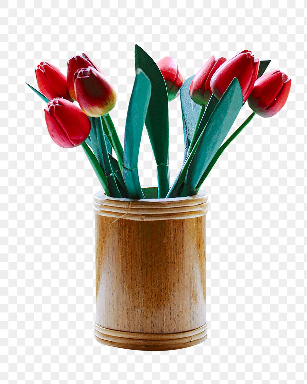 Pot of tulips png sticker, transparent background