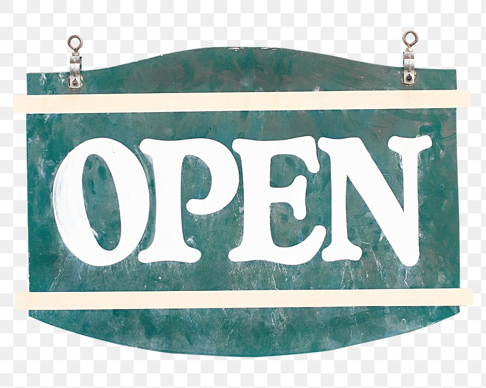 Open signboard png, transparent background