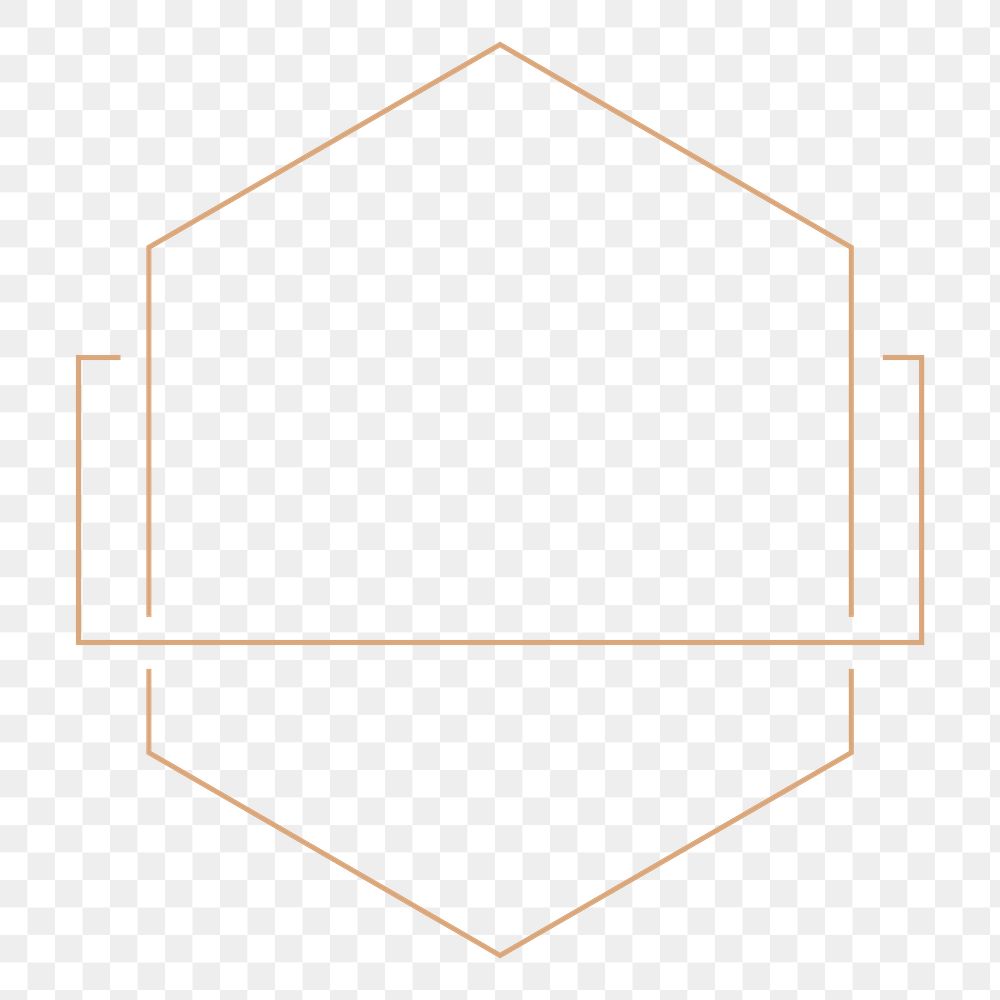 Hexagon frame png logo element, transparent background