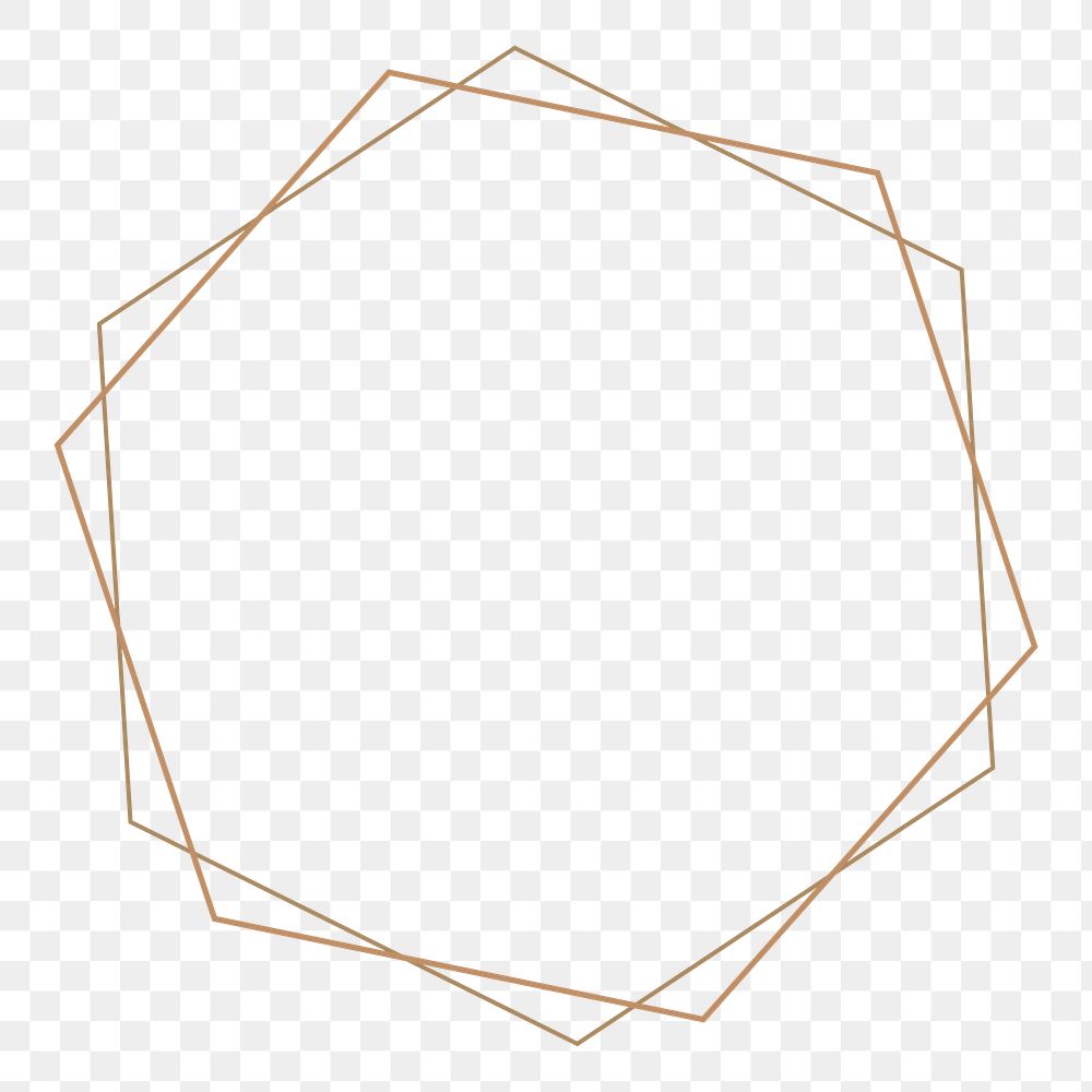 Hexagon frame png logo element, transparent background