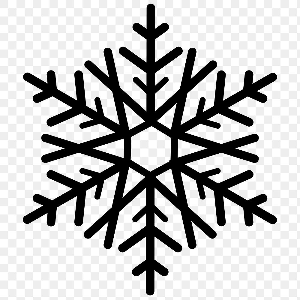 Black snowflake png Christmas sticker, transparent background