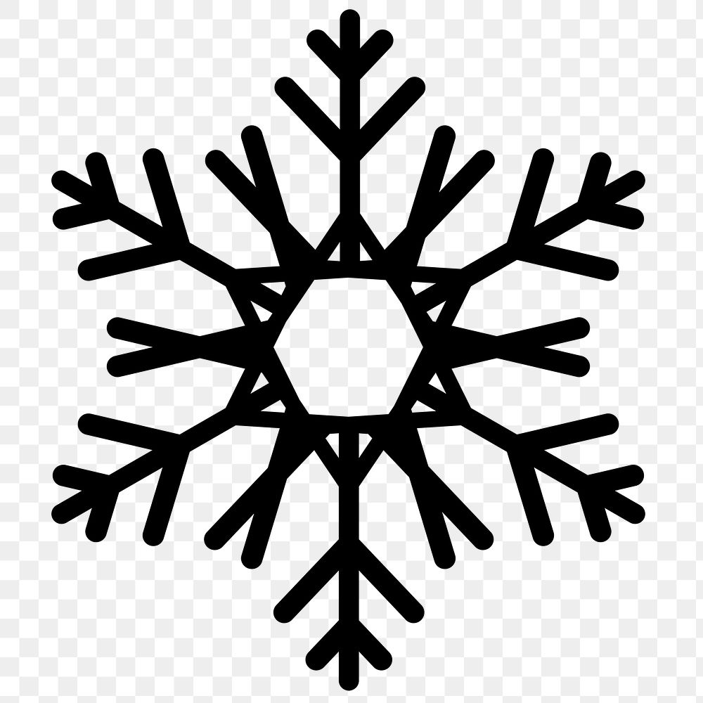 Christmas snowflake png black sticker, transparent background