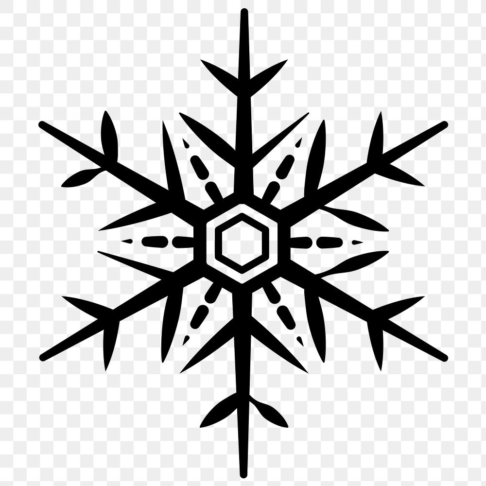 Black snowflake png Christmas sticker, transparent background