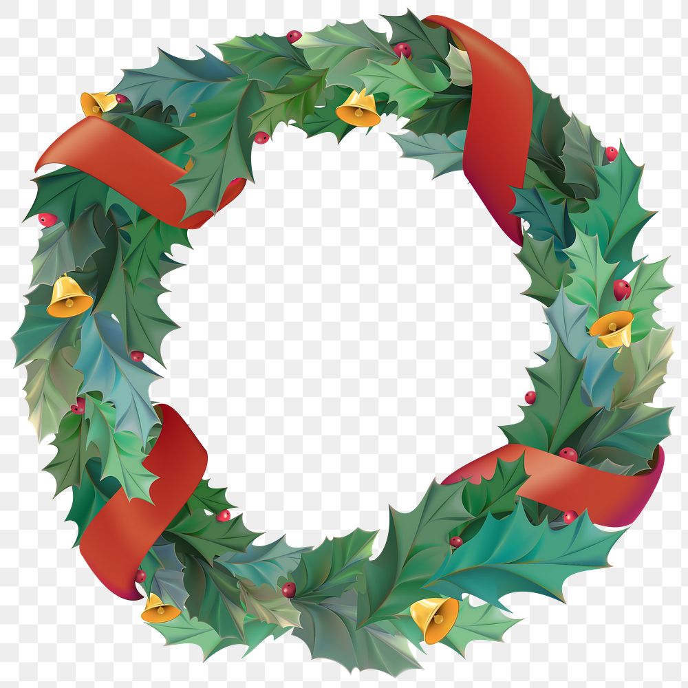 Christmas wreath png festive decoration sticker, transparent background