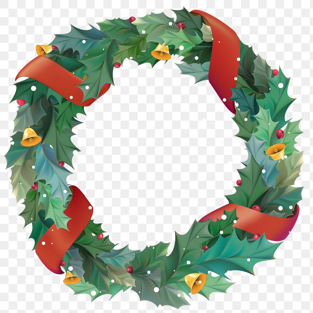 Christmas wreath png festive decoration sticker, transparent background