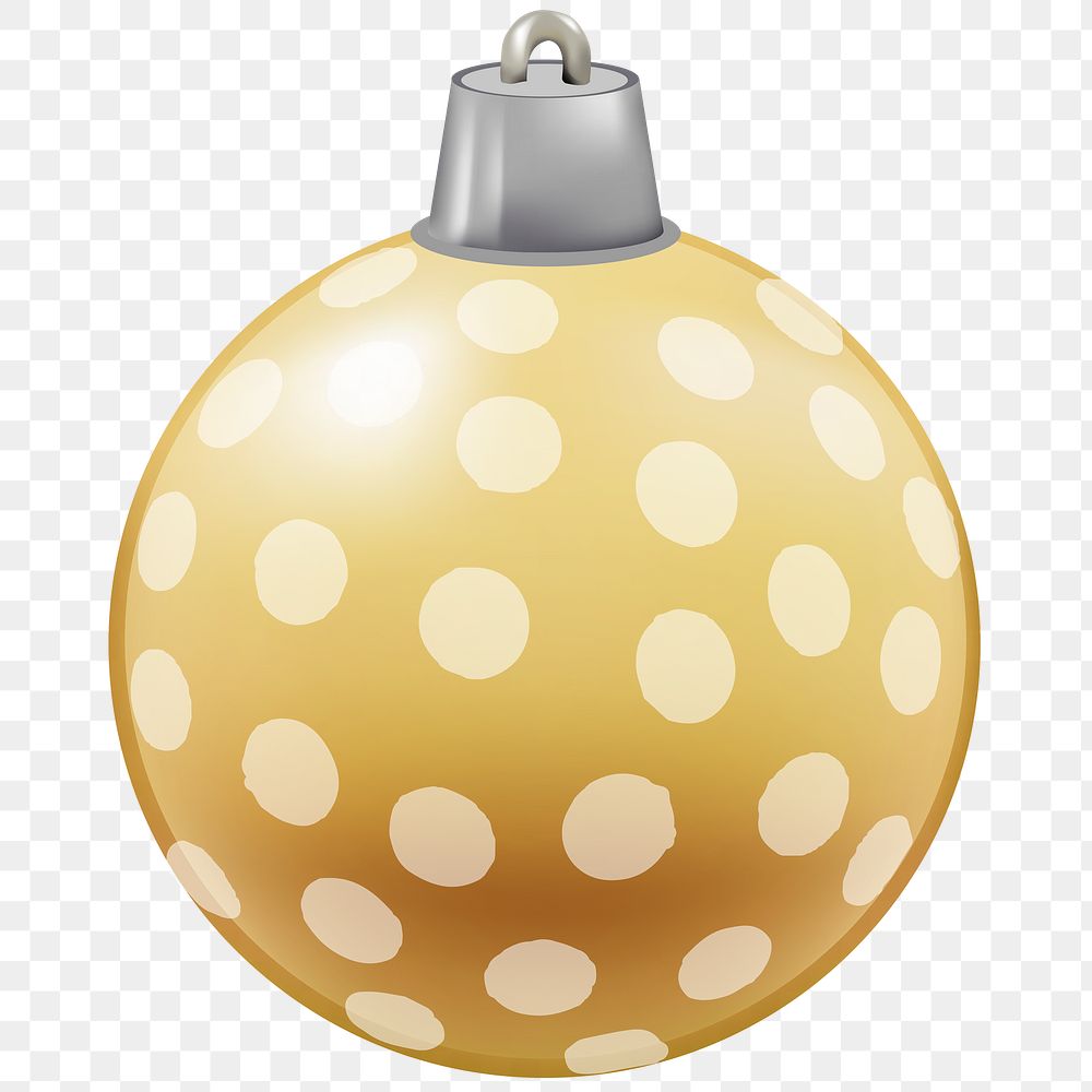 Dotted yellow ball png Christmas ornament sticker, transparent background
