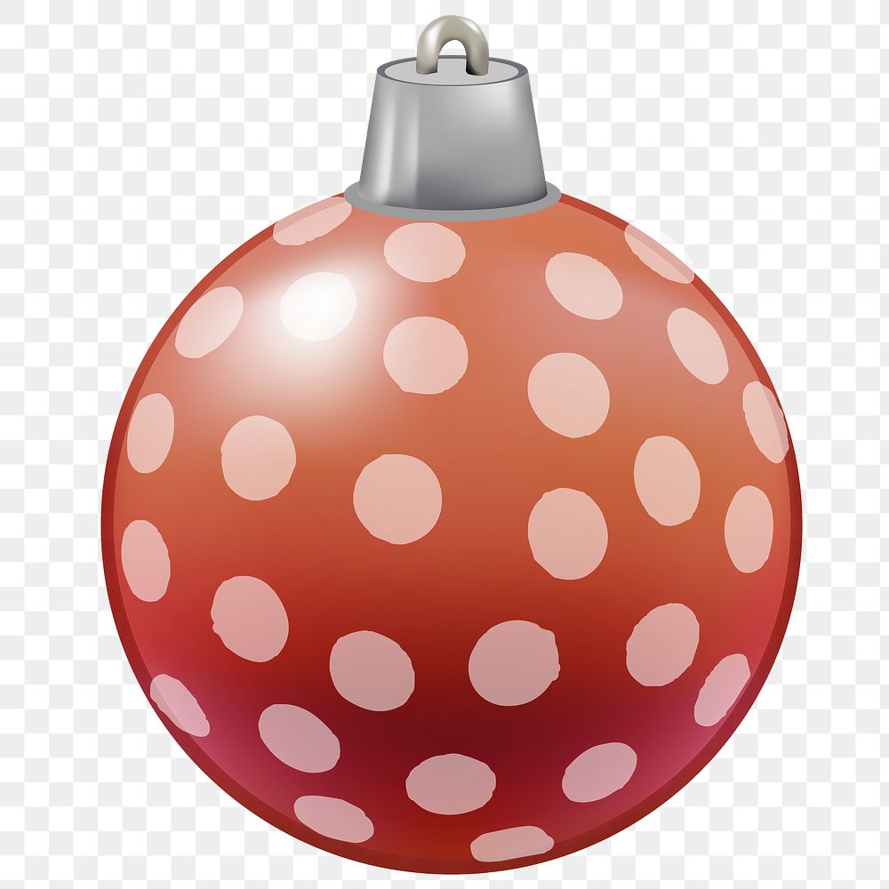 PNG dotted red Christmas ball sticker, transparent background