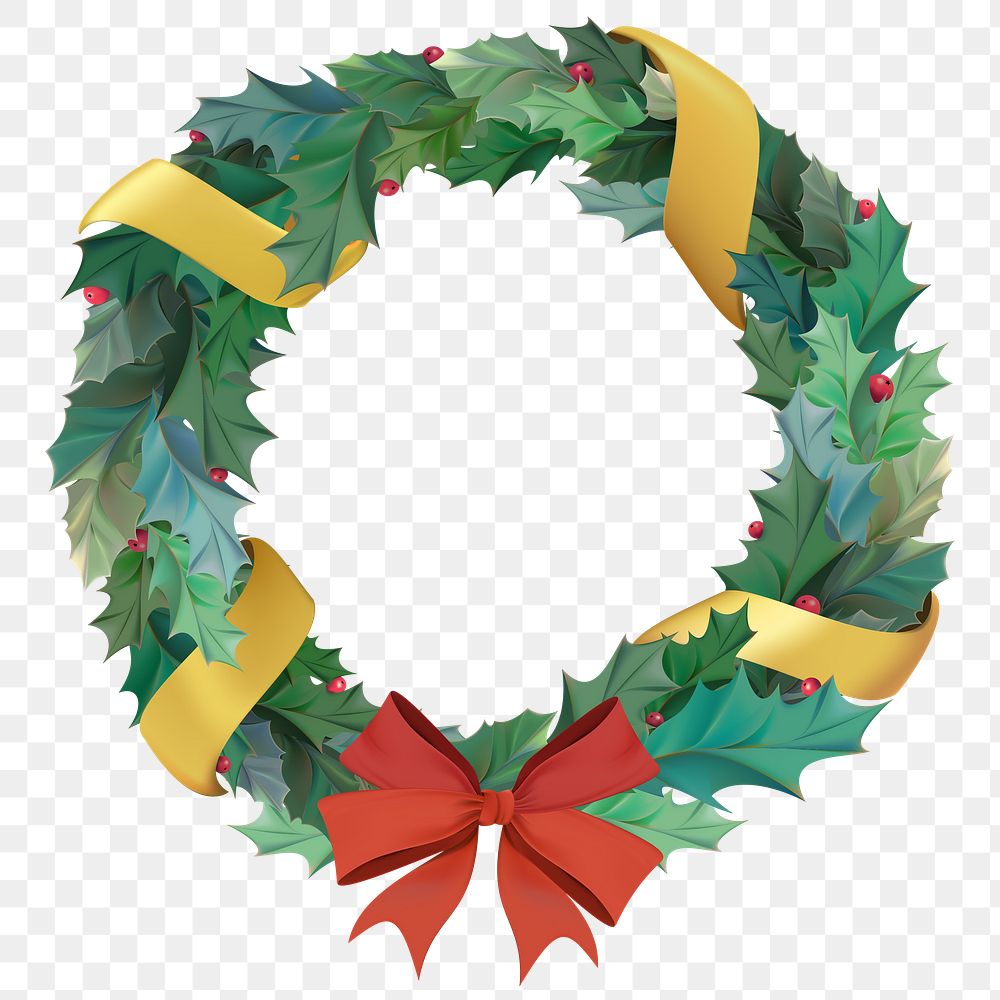 Christmas wreath png festive frame sticker, transparent background