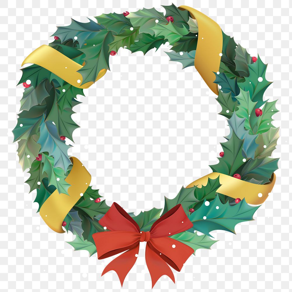 Christmas wreath png festive decoration sticker, transparent background