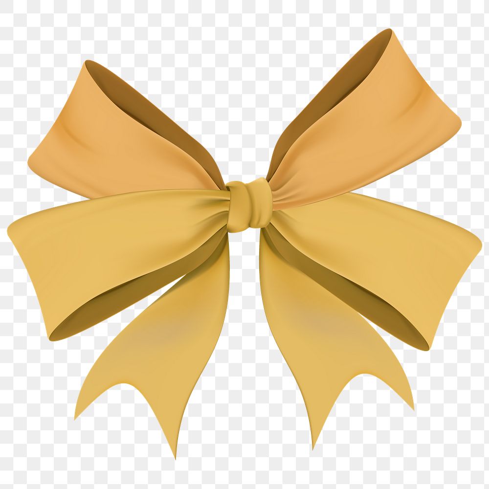 Gold bow png festive sticker, transparent background