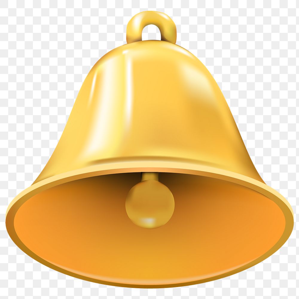 Gold bell png Christmas sticker, transparent background