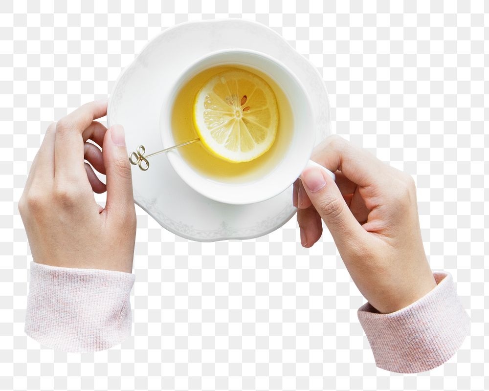 Lemon tea cup png sticker, transparent background