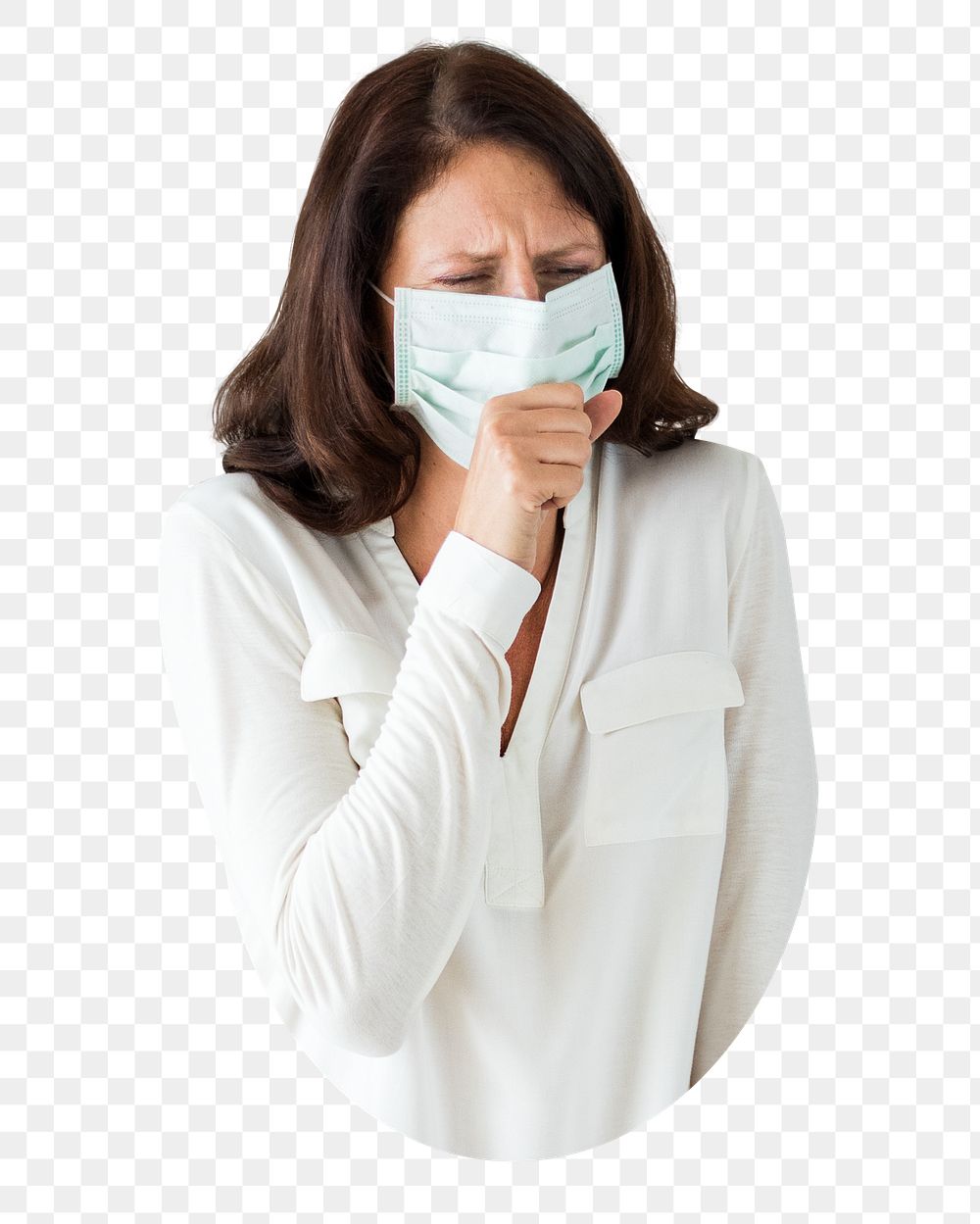 Coughing woman png sticker, transparent background
