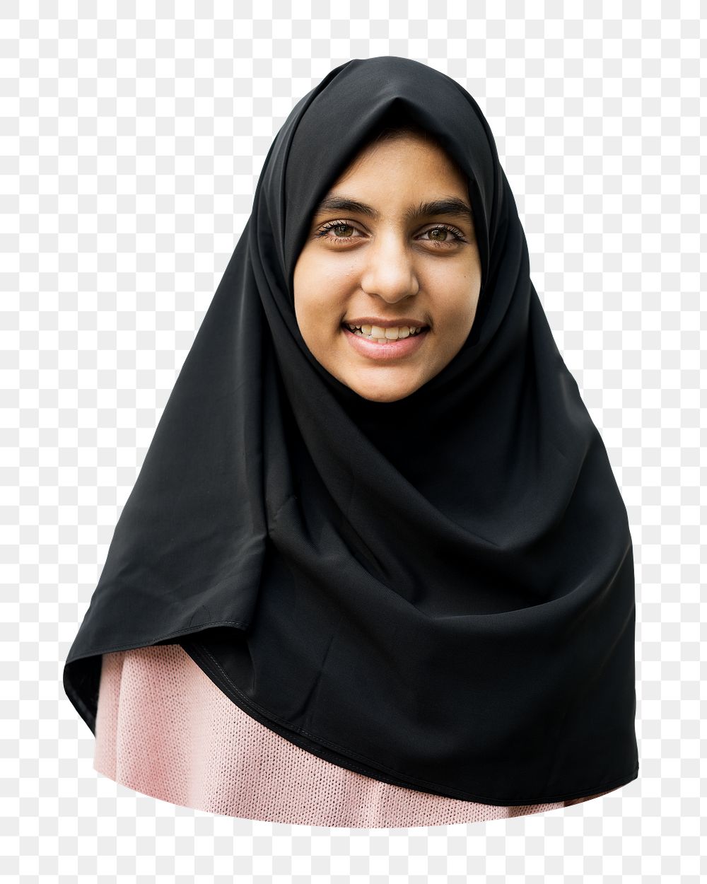 Cheerful Muslim woman png sticker, transparent background