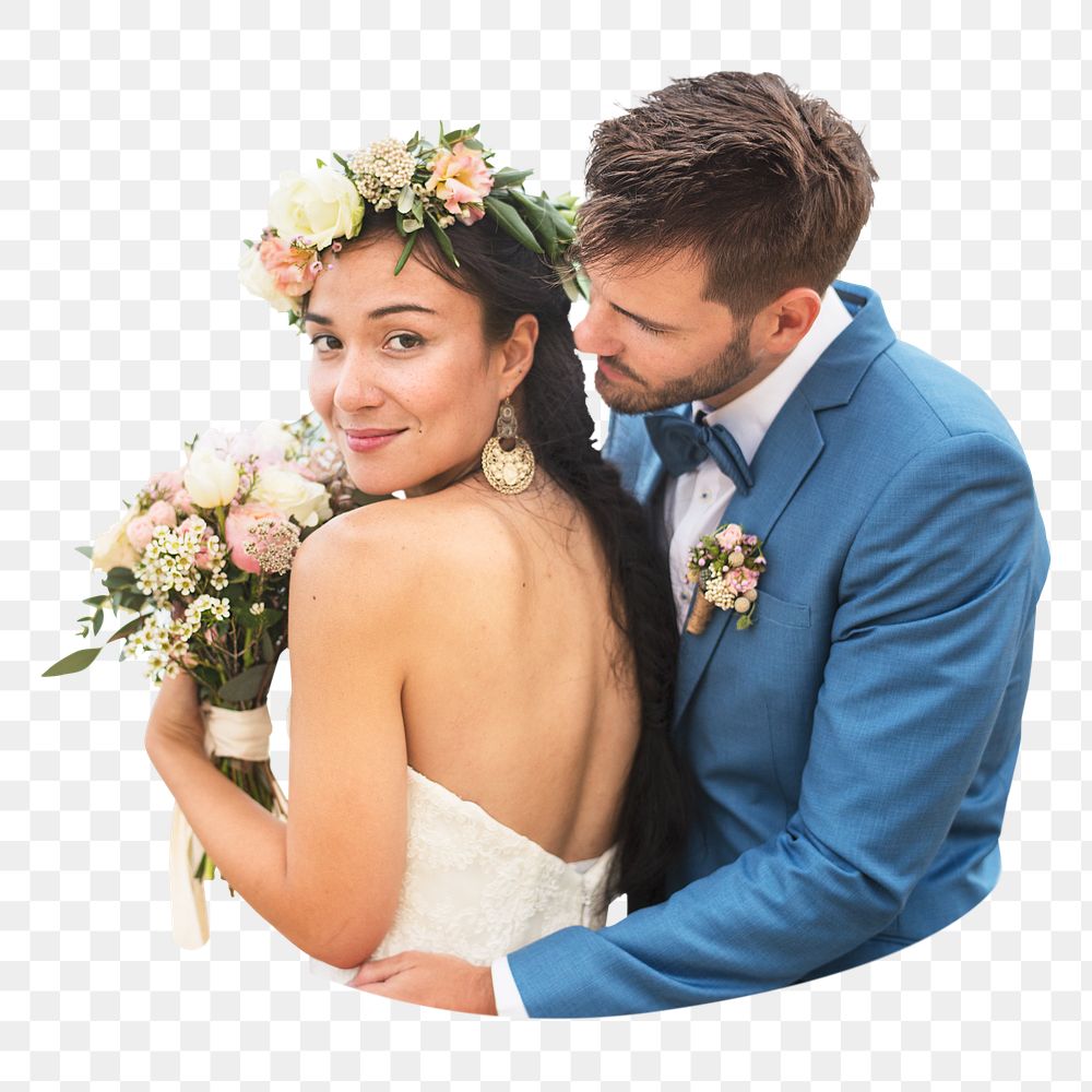 Couple png getting married, celebration of love in transparent background