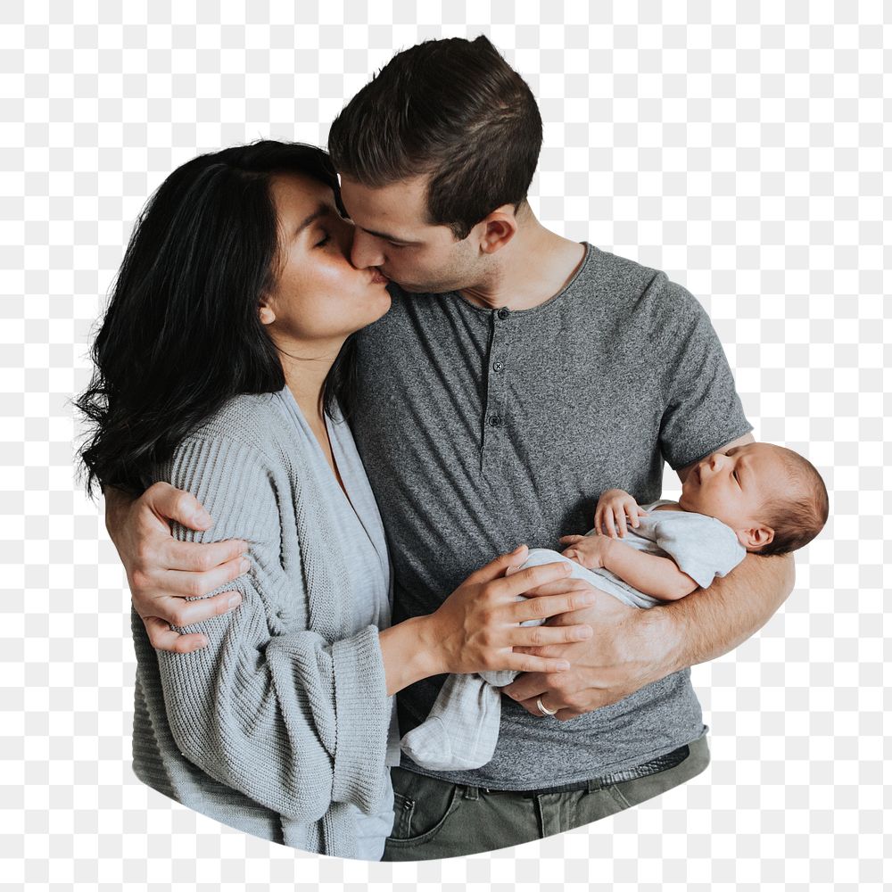 PNG happy family with a baby in transparent background