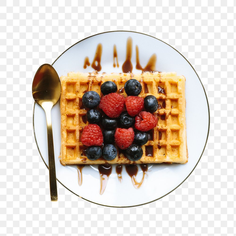 Breakfast waffle  png food sticker, transparent background