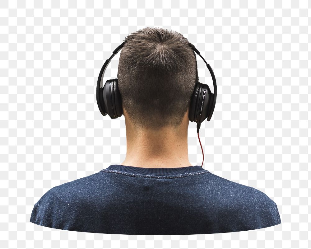 Man with headphone png sticker, transparent background