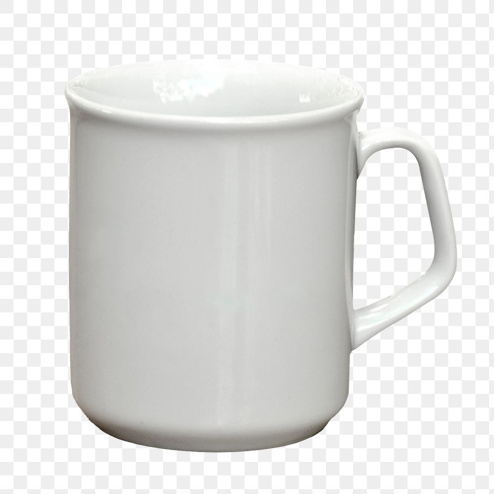 White coffee mug png sticker, transparent background