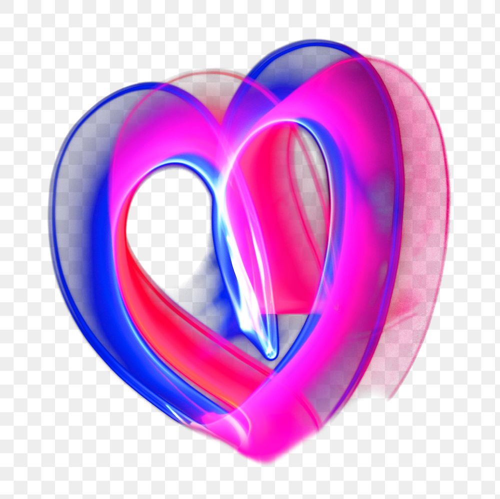 Colorful neon heart png sticker, transparent background