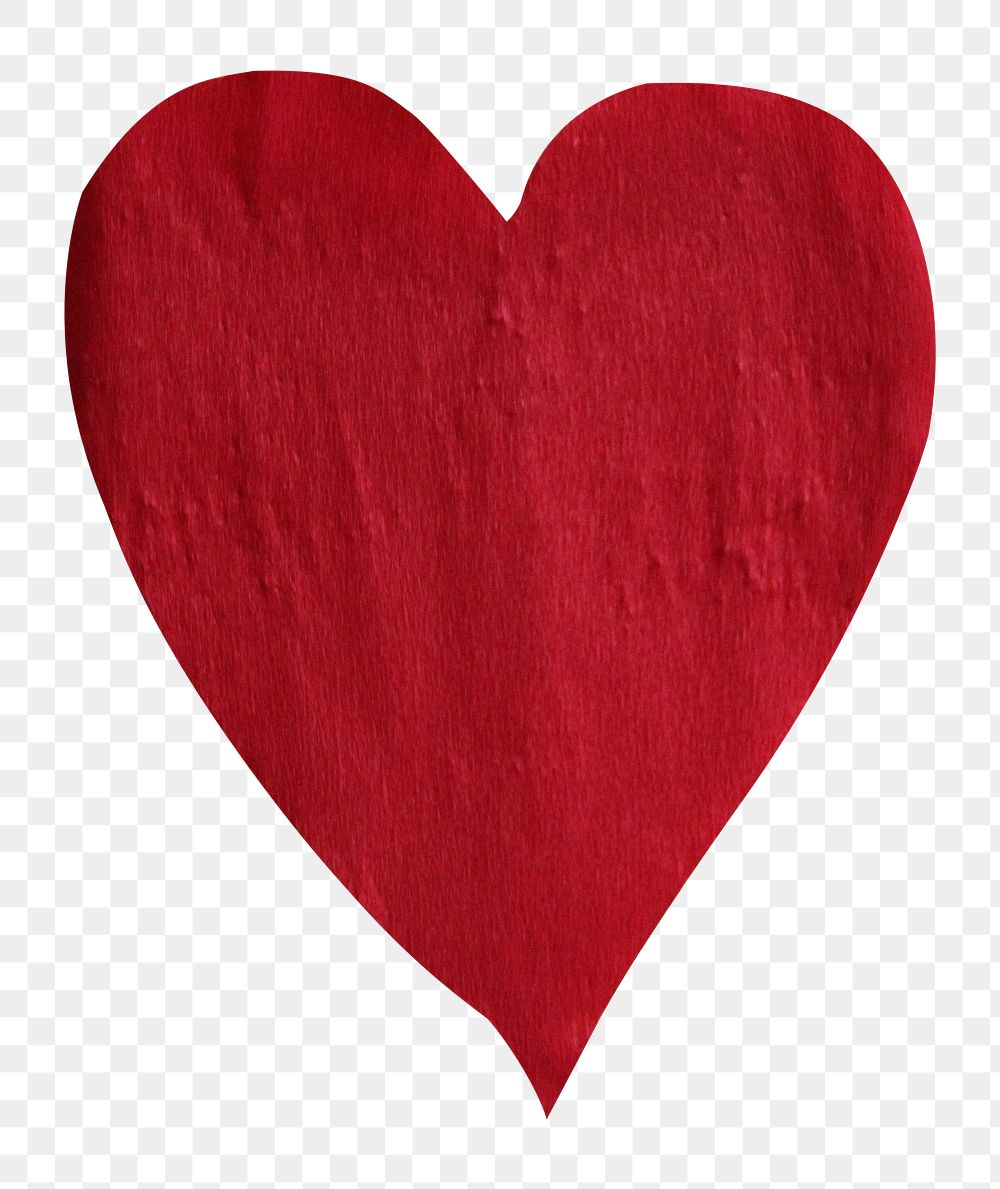 Red paper heart png sticker, transparent background