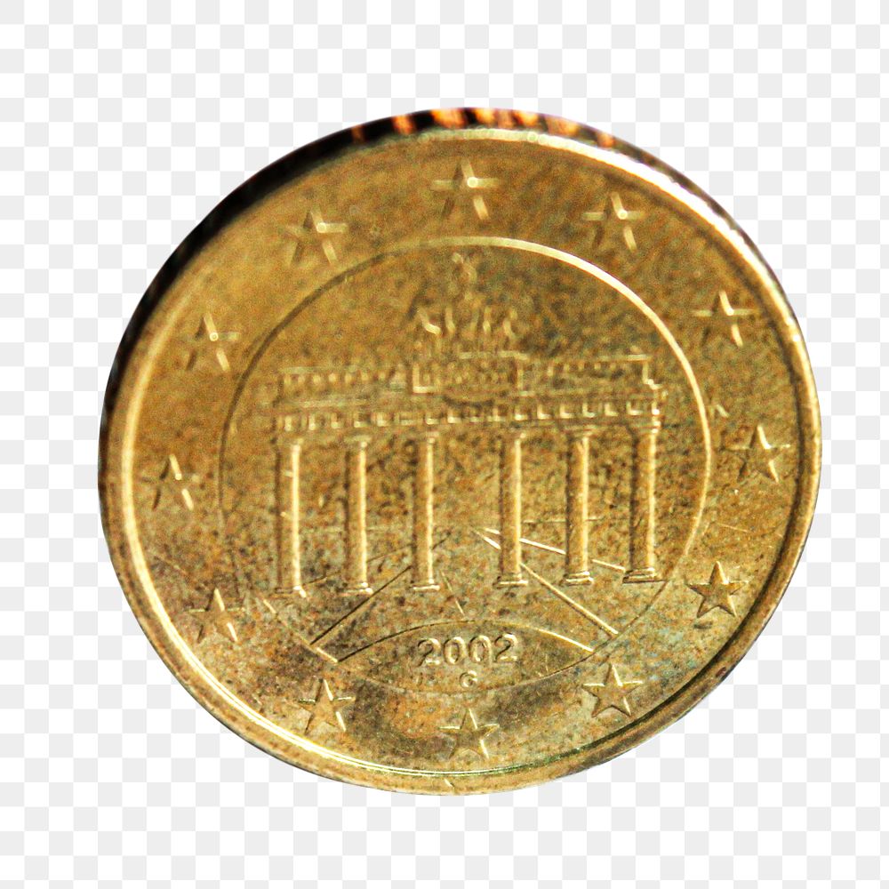 Euro coin png money sticker, transparent background