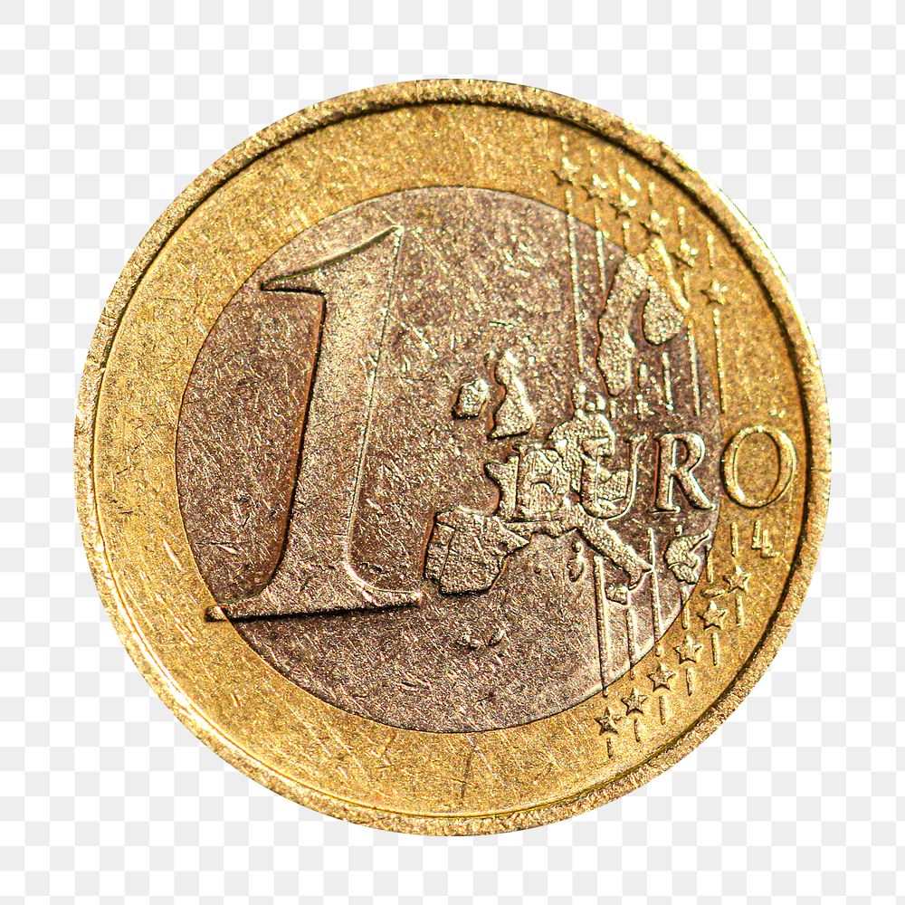 Euro coin png money sticker, transparent background