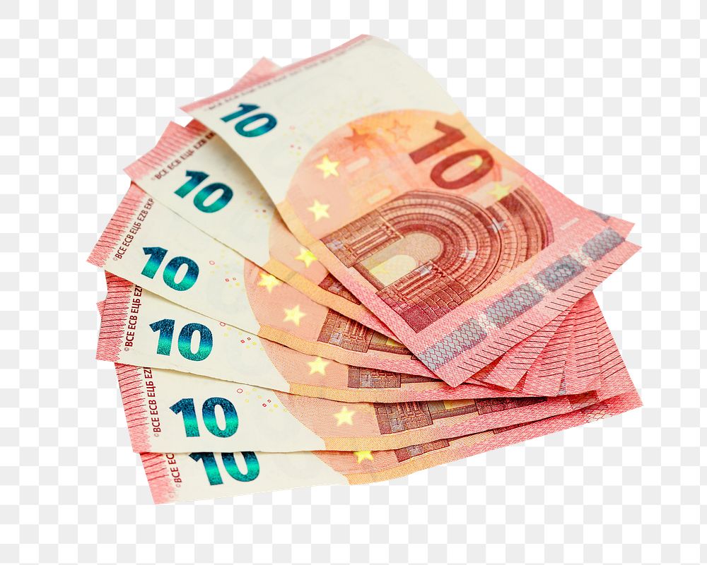 10 Euro bills png money sticker, transparent background