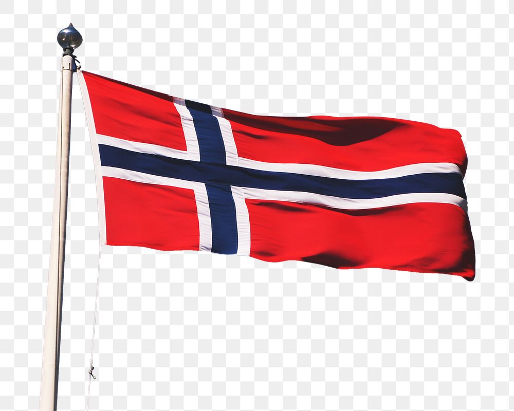 Norwegian flag png sticker, transparent background