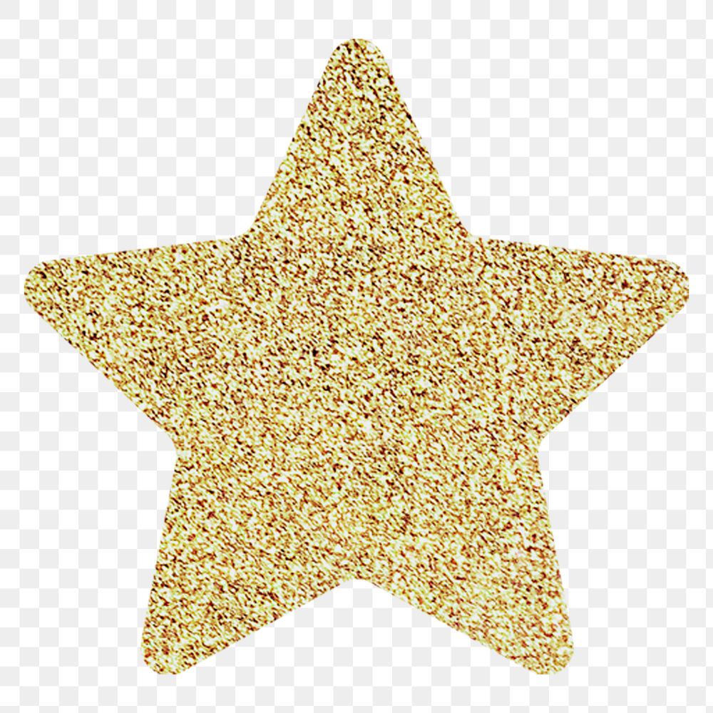 Gold sparkly star png sticker, transparent background