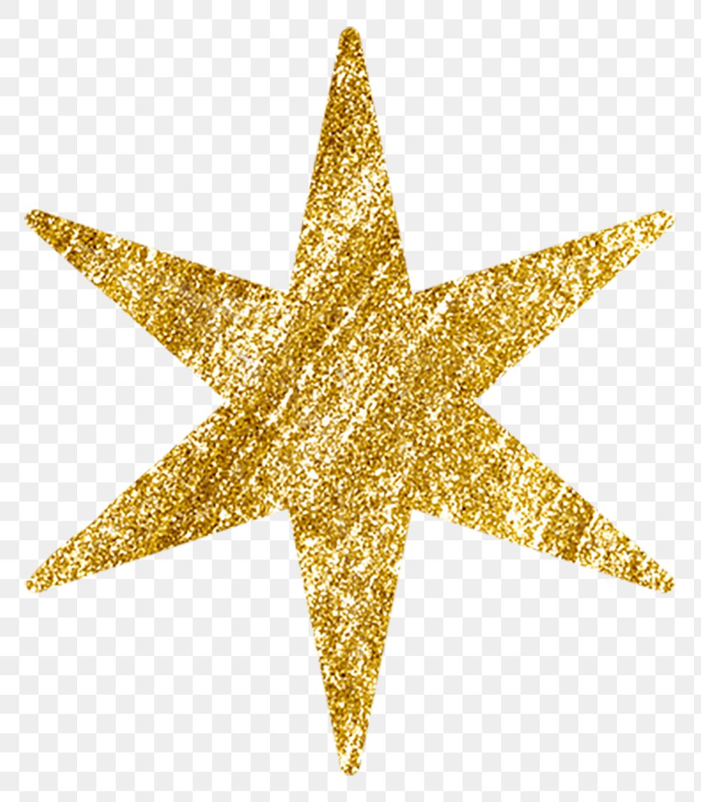 Gold sparkly star png sticker, transparent background
