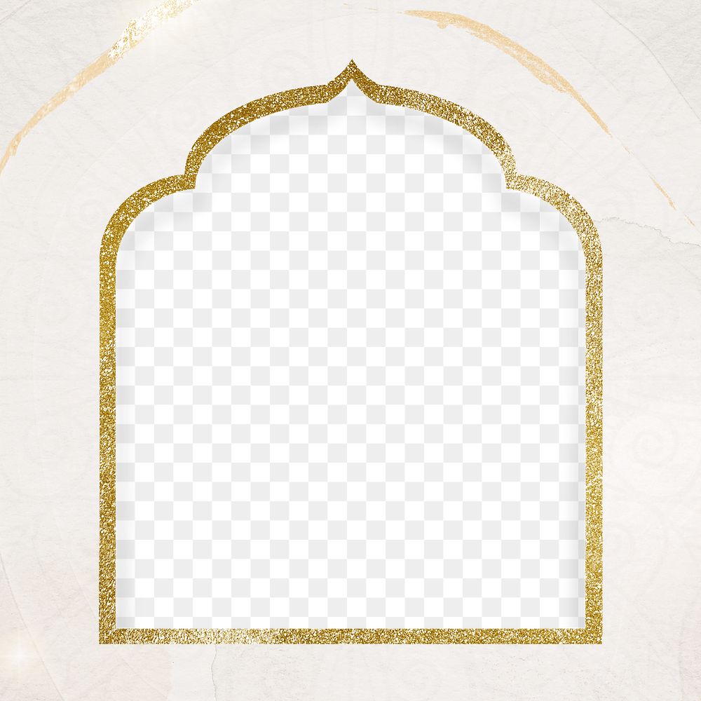 Gold Ramadan png frame, transparent background