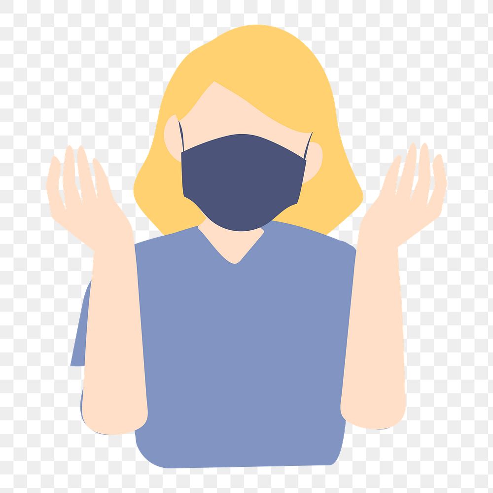 Covid-19 protection png sticker, woman in mask, transparent background