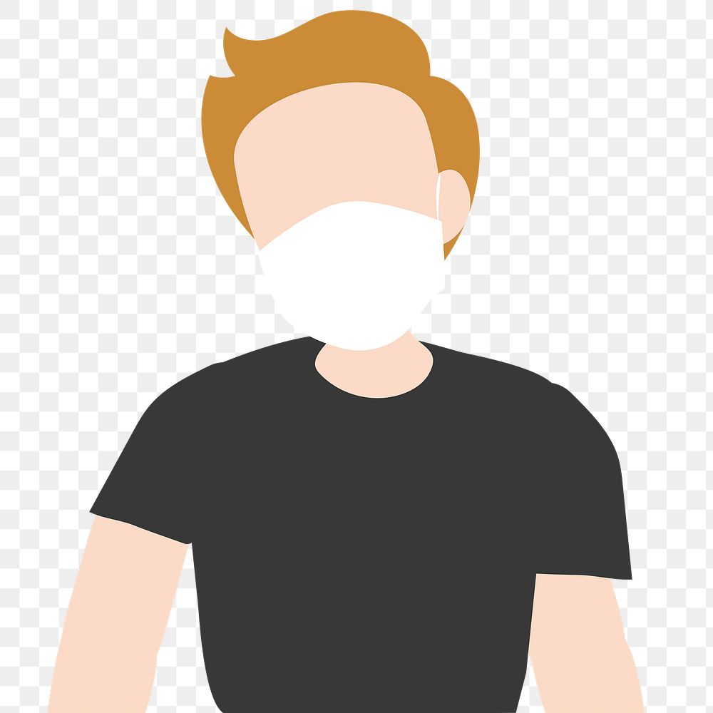 Covid-19 protection png sticker, man in mask, transparent background