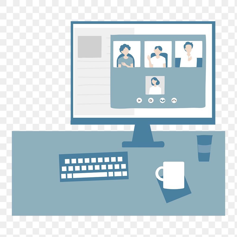 Online meeting screen  png sticker, transparent background